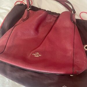 Coach Edie 31 Red Pebbled Leather Shoulder Bag